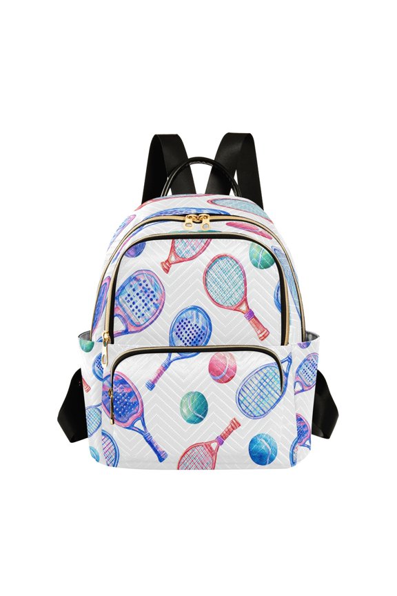 Quilted Backpack Lightweight Casual Daypack with Multi Zipper Pockets for Travel Daily Use Shopping Sports Pastel Court Sports Tile