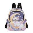thumbnail image 1 of RMDQTR Quilted Backpack Lightweight Casual Daypack with Multi Zipper Pockets for Travel Daily Use Shopping Sports Princess Cat and Moon, 1 of 7