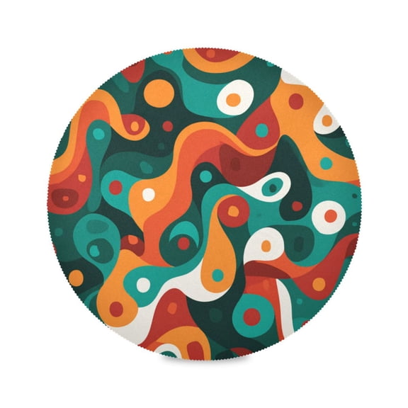 RMDQTR Retro Psychedelic Swirl Round Placemats Set of 1 Heat Resistant Washable Kitchen Table Decorations 15.4in