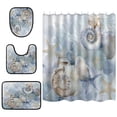 thumbnail image 1 of RMDQTR Shower Curtain and Rug Sets 4pcs Bathroom Sets Includes 12 Free Hooks 66" x 72" Gilded Coastal Fossil Watercolor, 1 of 8