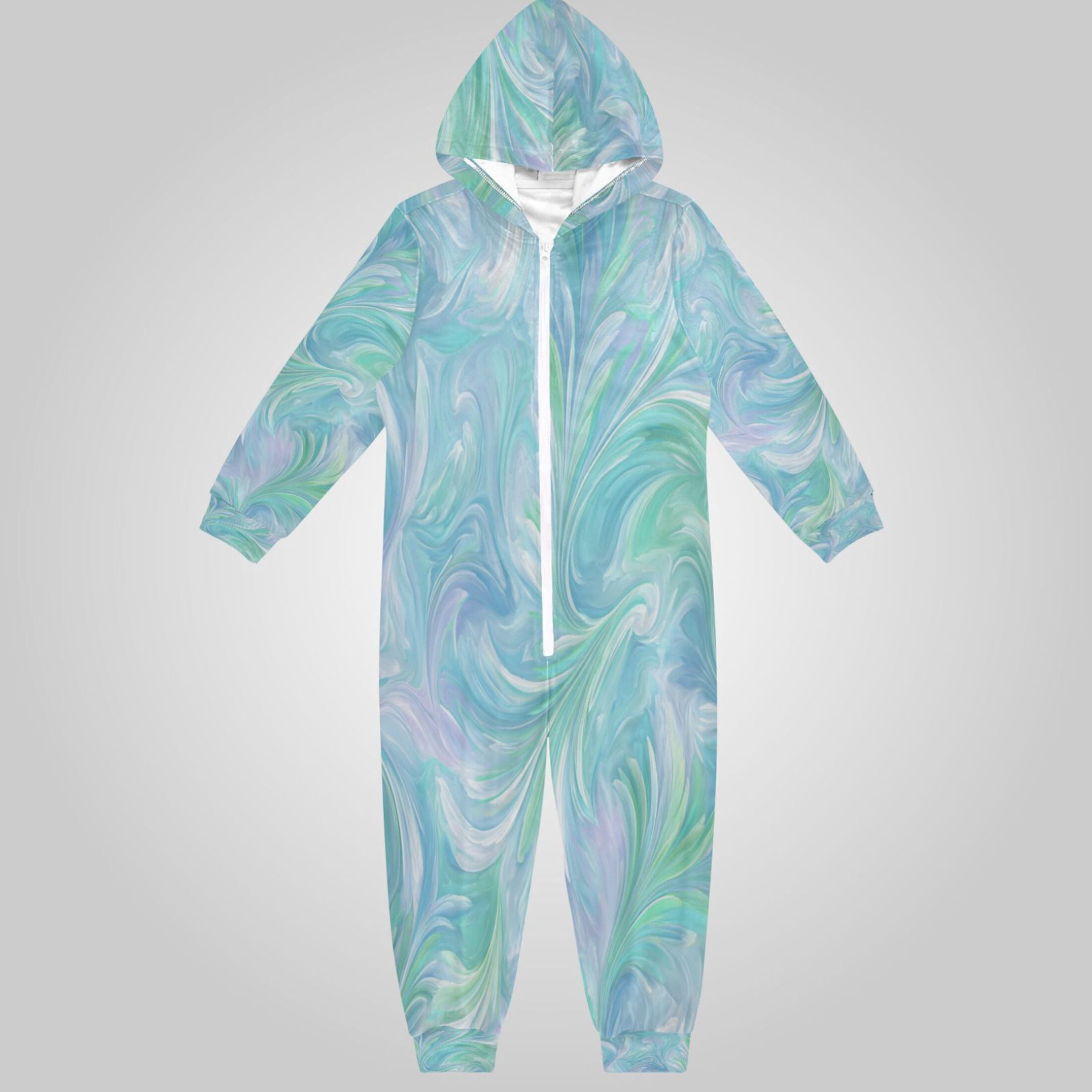 RMDQTR Ultra-Soft Crystal Velvet One-Piece Pajamas/Loungewear Aqua ...