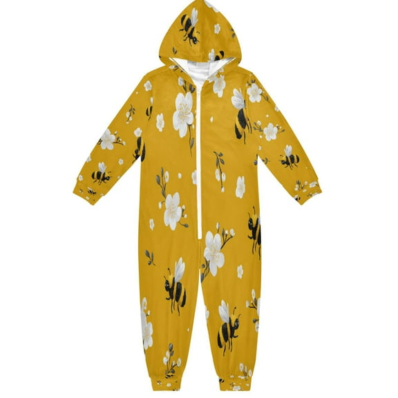 RMDQTR Ultra-Soft Crystal Velvet One-Piece Pajamas/Loungewear Cute Cartoon Bees