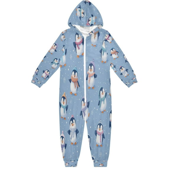 RMDQTR Ultra-Soft Crystal Velvet One-Piece Pajamas/Loungewear Cute Cartoon Penguins
