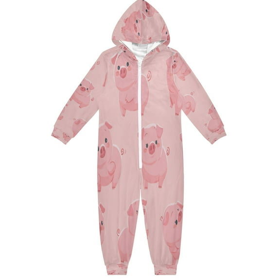 RMDQTR Ultra-Soft Crystal Velvet One-Piece Pajamas/Loungewear Cute Cartoon Pig