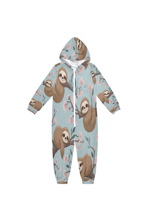 Ultra-Soft Crystal Velvet One-Piece Pajamas/Loungewear Cute Cartoon Sloth