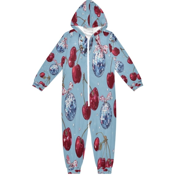 RMDQTR Ultra-Soft Crystal Velvet One-Piece Pajamas/Loungewear Disco Balls with Cherries