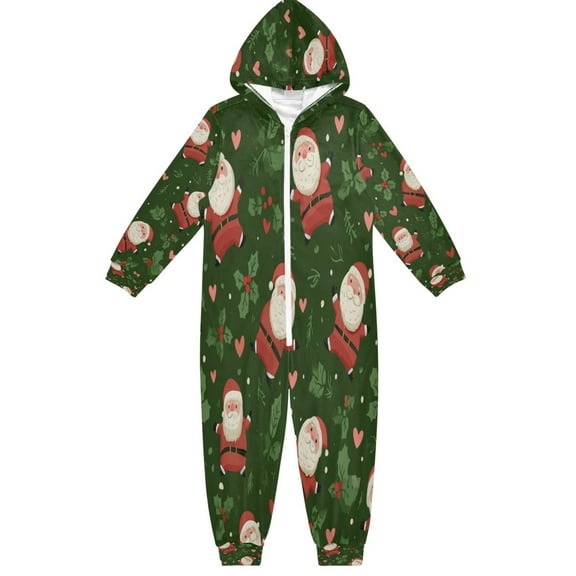 RMDQTR Ultra-Soft Crystal Velvet One-Piece Pajamas/Loungewear Happy Santa Claus Tiling Pattern