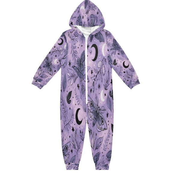 RMDQTR Ultra-Soft Crystal Velvet One-Piece Pajamas/Loungewear Lavender-colored Moths