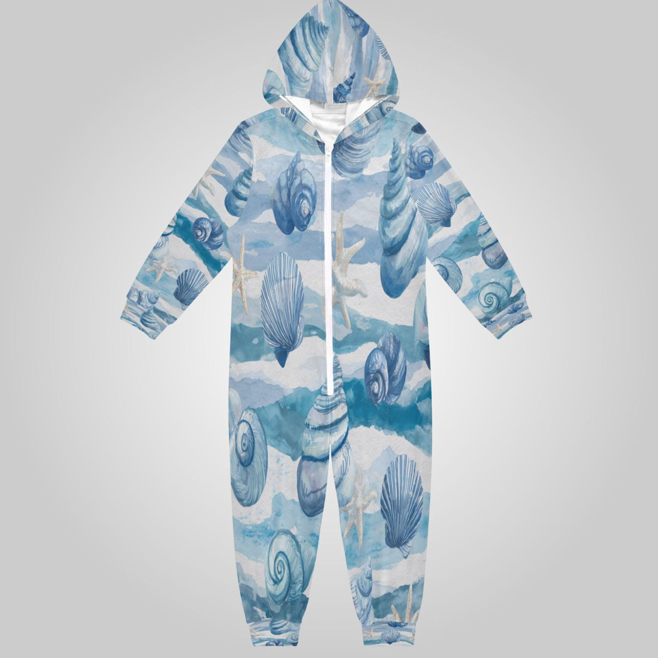 RMDQTR Ultra-Soft Crystal Velvet One-Piece Pajamas/Loungewear Seashells ...