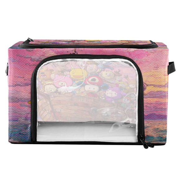 RMDQTR Waterproof Double Opening Foldable Storage Bin with Iron Frame for Closet Bathroom16.9*11.4*10 in Cartoon Characters Animals