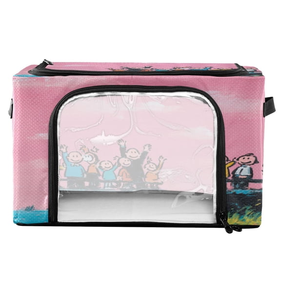 RMDQTR Waterproof Double Opening Foldable Storage Bin with Iron Frame for Closet Bathroom16.9*11.4*10 in Cartoon Characters