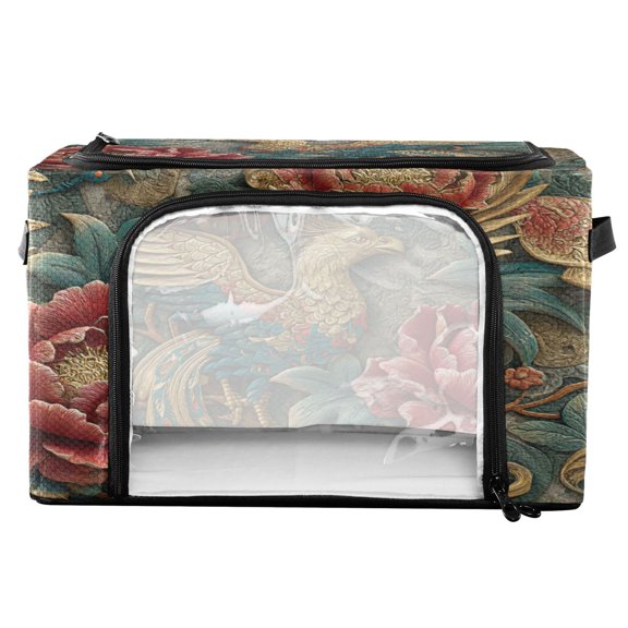 RMDQTR Waterproof Double Opening Foldable Storage Bin with Iron Frame for Closet Bathroom16.9*11.4*10 in Chinese Phoenix