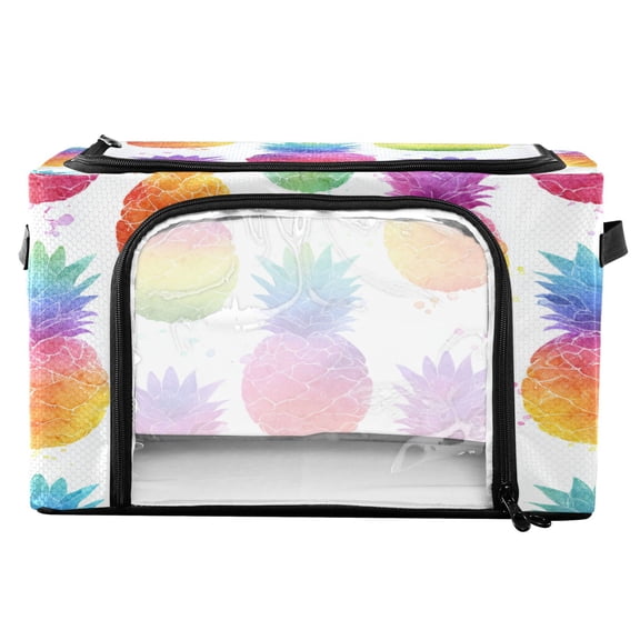 RMDQTR Waterproof Double Opening Foldable Storage Bin with Iron Frame for Closet Bathroom16.9*11.4*10 in Colorful Pineapple Pattern