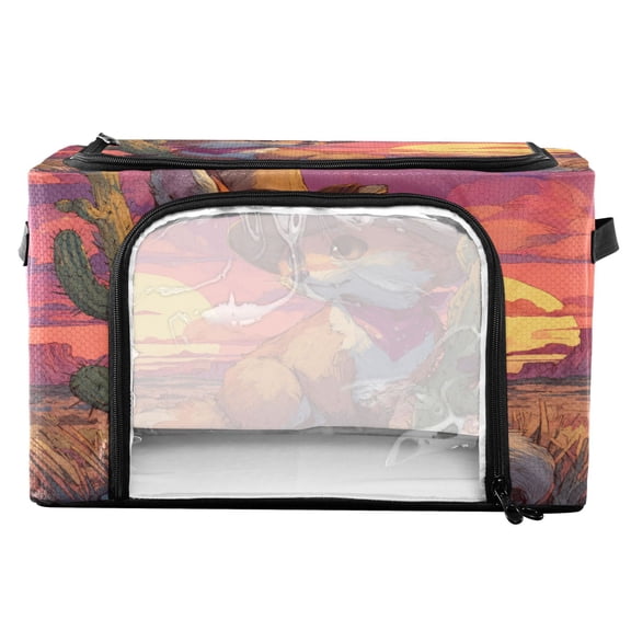 RMDQTR Waterproof Double Opening Foldable Storage Bin with Iron Frame for Closet Bathroom16.9*11.4*10 in Cowboy Fox
