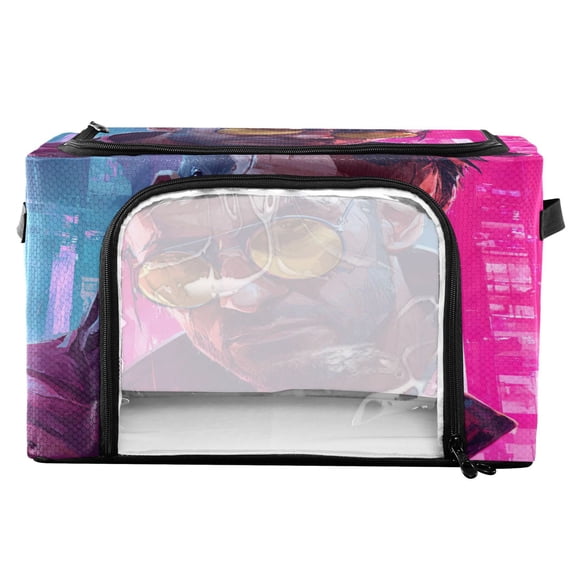 RMDQTR Waterproof Double Opening Foldable Storage Bin with Iron Frame for Closet Bathroom16.9*11.4*10 in Cyberpunk Tough Guy