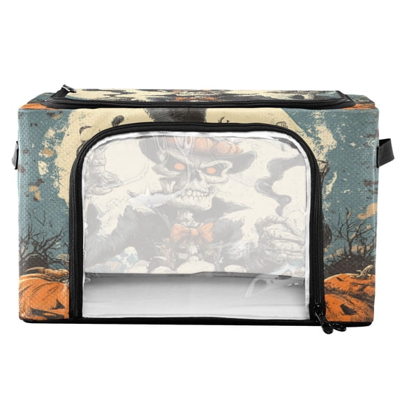 RMDQTR Waterproof Double Opening Foldable Storage Bin with Iron Frame for Closet Bathroom16.9*11.4*10 in Evil Skeleton Wizard