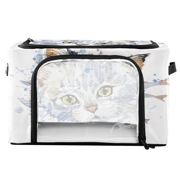 RMDQTR Waterproof Double Opening Foldable Storage Bin with Iron Frame for Closet Bathroom16.9*11.4*10 in Golden Pupil Kitten