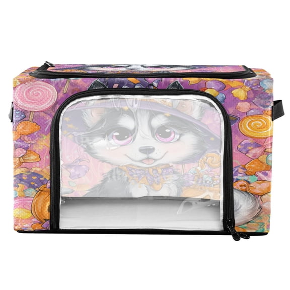RMDQTR Waterproof Double Opening Foldable Storage Bin with Iron Frame for Closet Bathroom16.9*11.4*10 in Halloween Decoration Husky