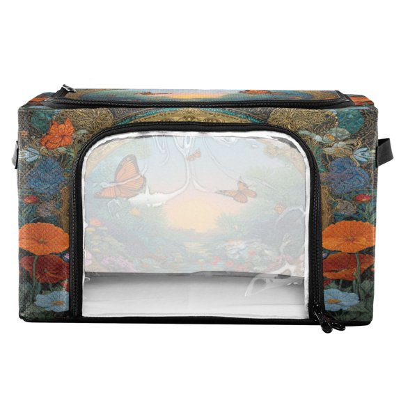 RMDQTR Waterproof Double Opening Foldable Storage Bin with Iron Frame for Closet Bathroom16.9*11.4*10 in Magic Mirror