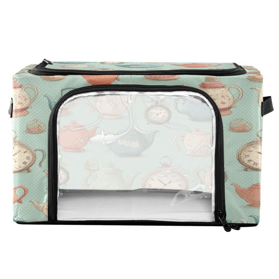 RMDQTR Waterproof Double Opening Foldable Storage Bin with Iron Frame for Closet Bathroom16.9*11.4*10 in Muted Pastel Colors