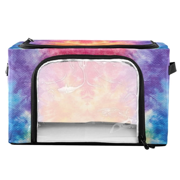 RMDQTR Waterproof Double Opening Foldable Storage Bin with Iron Frame for Closet Bathroom16.9*11.4*10 in Rainbow Mixed Tie-dye