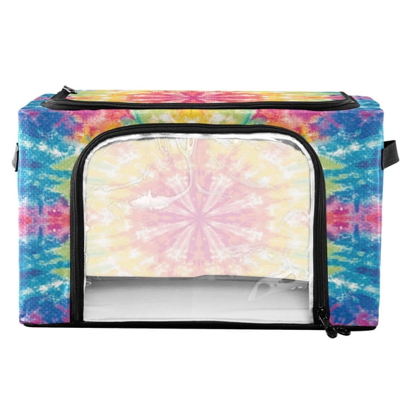 RMDQTR Waterproof Double Opening Foldable Storage Bin with Iron Frame for Closet Bathroom16.9*11.4*10 in Regular Rainbow Tie-dye