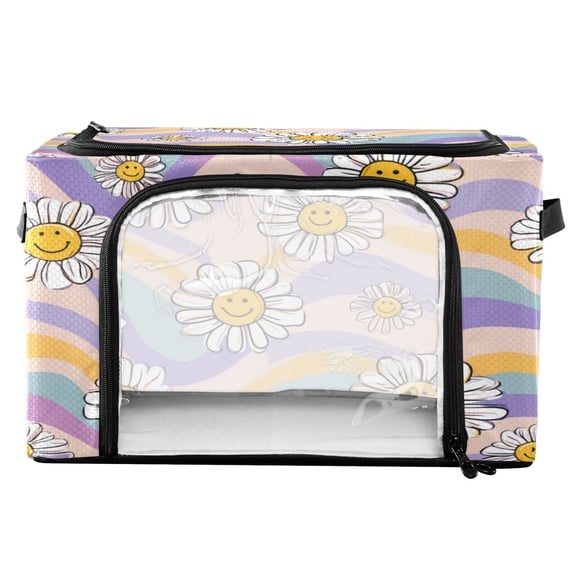 RMDQTR Waterproof Double Opening Foldable Storage Bin with Iron Frame for Closet Bathroom16.9*11.4*10 in Smiley Faces