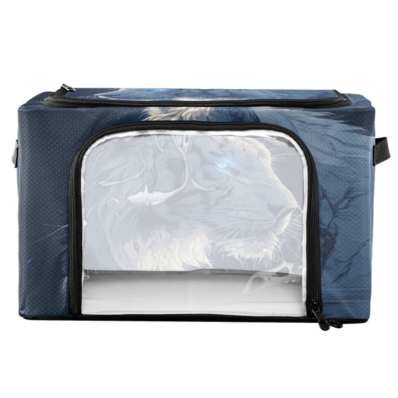 RMDQTR Waterproof Double Opening Foldable Storage Bin with Iron Frame for Closet Bathroom16.9*11.4*10 in The Blue-eyed White Tiger
