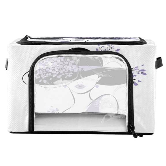 RMDQTR Waterproof Double Opening Foldable Storage Bin with Iron Frame for Closet Bathroom16.9*11.4*10 in Violet Beauty