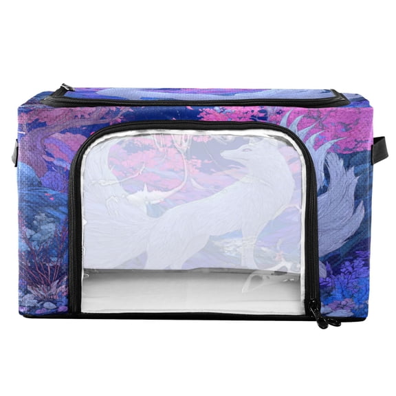 RMDQTR Waterproof Double Opening Foldable Storage Bin with Iron Frame for Closet Bathroom16.9*11.4*10 in White Spirit Fox
