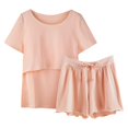 thumbnail image 1 of RMGVDSD 2 Pack Women's Nursing Pajamas Set Maternity Pajamas Postpartum Loungewear Set Breastfeeding Tops & Shorts Business Casual Dressy Outfit, 1 of 3