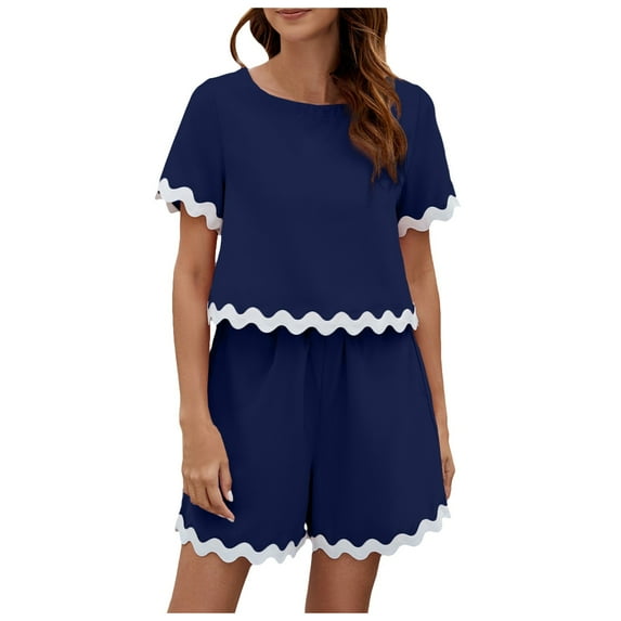 RMGVDSD 2 Piece Sets For Women Casual Loose Short Sleeved T Shirt And Elastic Waist Shorts Suit Summer Outfits Loose Fit Matching Outfits