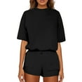 thumbnail image 1 of RMGVDSD 2 Piece Sets For Women Casual Tracksuits Short Sleeve Crewneck Tops And Shorts 2025 Loungewear Outfits Stylish Women Shorts Suit, 1 of 5