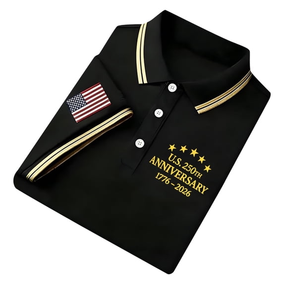 RMGVDSD 250th Anniversary USA Shirts for Men 4th Of July Polo Shirt Patriotic Shirts Short Sleeve Casual Collared Shirt Independence Day Comfort Fit Tops Comfort Golf Shirts