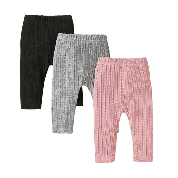 RMGVDSD 3 Pack Baby Girl Pants Girls Solid Color Leggings Stretchy Soft Knit Pants Leggings Toddler Everyday Casual Wear Comfort Versatile 3-6 Months