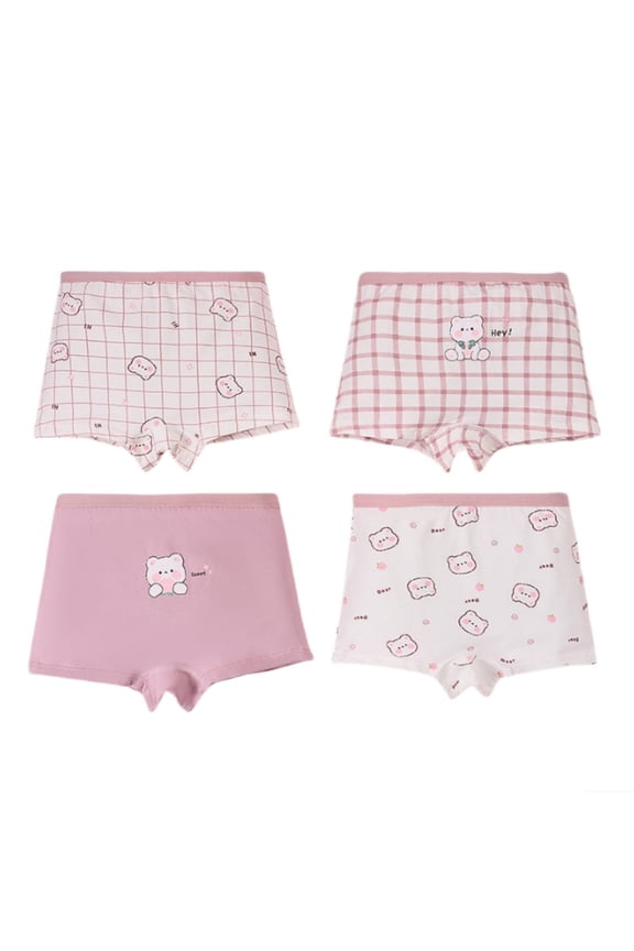4Pcs Girls Underwear Toddler Cartoon Rainbow Boyshorts Panites Kids Breathable Comfortable Underpants Briefs for 4-5 Years