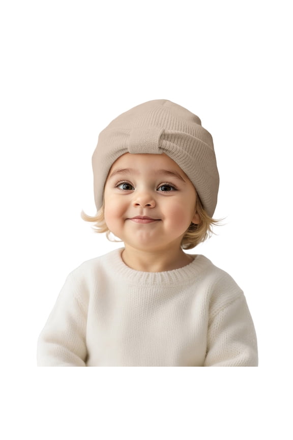 Baby Beanie Winter Hat Knitted Warm Hat With Cute Bow Soft Warm Hats Girls Boys Soft Knitted Skull Cap Toddler Beanies Handsome Fashion 0-3 Months