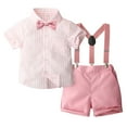 thumbnail image 1 of RMGVDSD Baby Boy Clothes Boys Gentleman Outfits Short Sleeve Dress Shirt Suspenders Shorts Set Summer Formal Suit For Toddler Party Outfit Fashion Clothing Sets, 1 of 6