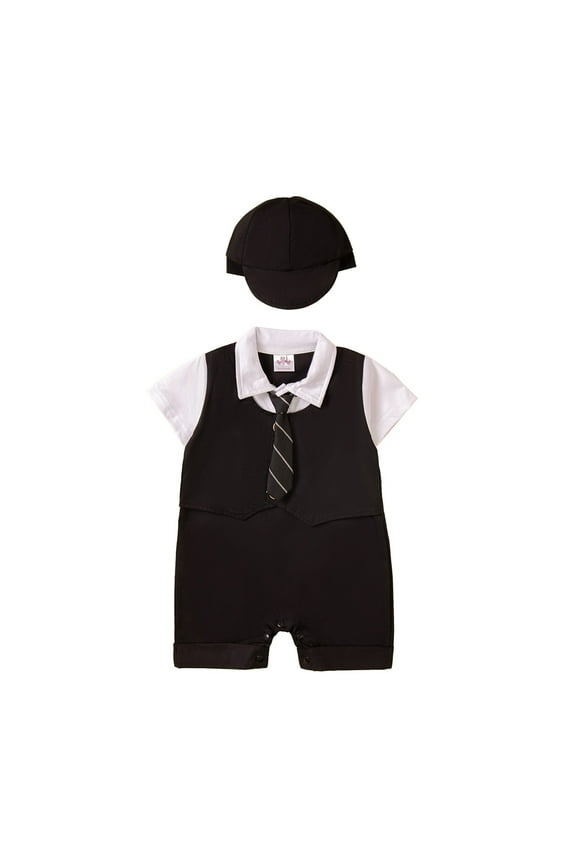 Baby Boy Clothes Suit Toddler Baby Boy Gentleman Outfits Shirt Bowtie Tuxedo Onesie Jumpsuit Overall Romper For Infants 6-9 Months