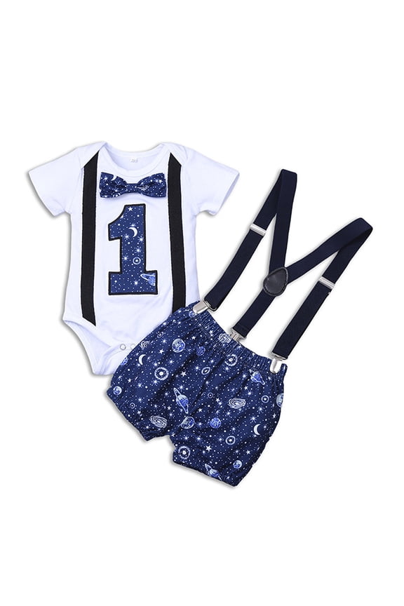 Baby Boy First Birthday Clothes Boys Short Sleeve Bowtie Romper Bodysuit Suspenders Shorts Gentleman Outfits Baby Clothes Casual Clothing Sets