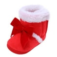 thumbnail image 1 of RMGVDSD Baby Boy Girl Boots Shoes Winter Snow Crib Shoes Bowknot Non- Soft Sole Warm Toddler Prewalker Booties 0-6 Months, 1 of 7