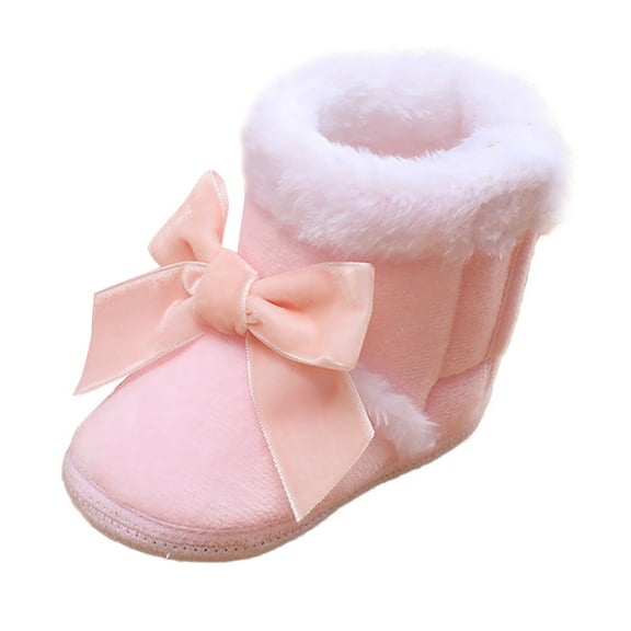RMGVDSD Baby Boy Girl Boots Shoes Winter Snow Crib Shoes Bowknot Non- Soft Sole Warm Toddler Prewalker Booties 0-6 Months