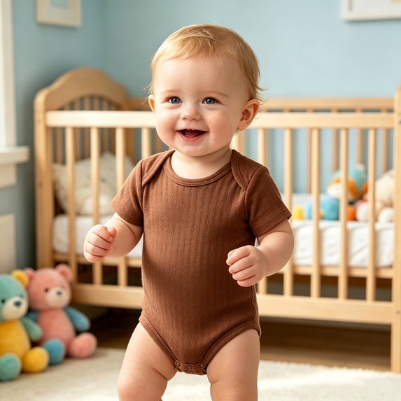 RMGVDSD Baby Boys Bodysuits Breathable Soft Short Sleeve Crewneck Romper Onesies Solid Color Newborn Infant Coming Home Outfit