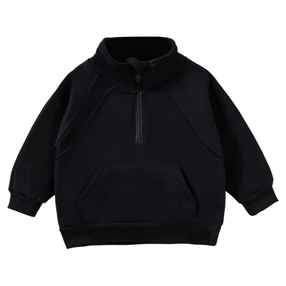 RMGVDSD Baby Boys Girls Half Zip Sweatshirt Toddler Fall Winter Hoodies Long Sleeve Quarter Zip Pullover Sweatshirts Solid Color Casual Tops 1-2 Years