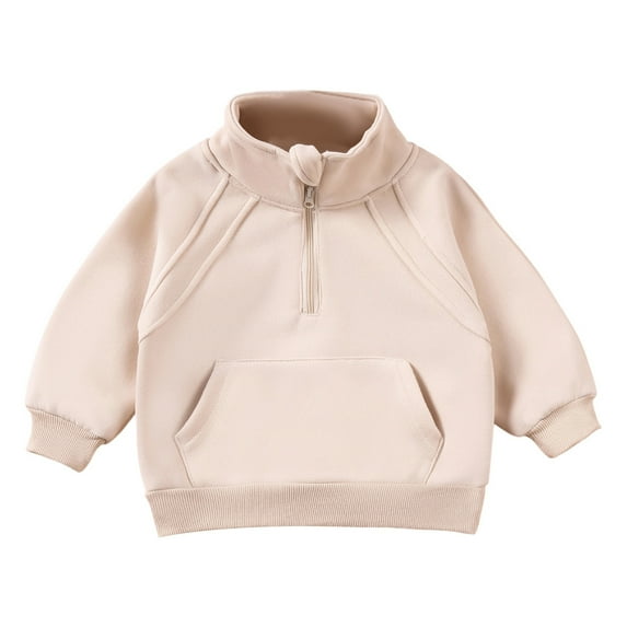 RMGVDSD Baby Boys Girls Half Zip Sweatshirt Toddler Fall Winter Hoodies Long Sleeve Quarter Zip Pullover Sweatshirts Solid Color Casual Tops 5-6 Years