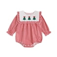 thumbnail image 1 of RMGVDSD Baby Girl Christmas Outfit Bodysuit Onesie Long Sleeve Embroidery Plaid Romper for Girls Soft Cute Holiday Outfits 0-3 Months, 1 of 2