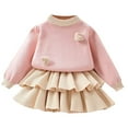 thumbnail image 1 of RMGVDSD Baby Girl Clothes Sets Toddler Girls Knit Sweater Skirt Set Long Sleeve Sweaters Tiered Skirts 2Pcs Outfits Fashion Girls Fall Winter Clothes Red 3-4 Years, 1 of 2