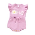 thumbnail image 1 of RMGVDSD Baby Girl First Birthday Outfit Floral One Embroidered Drawstring Sleeveless Knit Romper Bodysuit Baby Girl 1St Birthday Clothes 12-18 Months, 1 of 9
