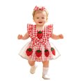thumbnail image 1 of RMGVDSD Baby Girl Romper Plaid Dress Ruffle Sleeveless Backless Bodysuits Strawberry Tulle Dresses Headband Infant Summer Clothes Set 3-6 Months, 1 of 6