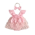thumbnail image 1 of RMGVDSD Baby Girl Romper Tutu Dress Ruffle Sleeveless Backless Bowknot Bodysuits Cute Tulle Dress Headband Summer Outfit 3-6 Months, 1 of 8